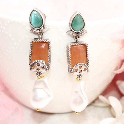 MONALISA STONE DANGLER - ORANGE & GREEN