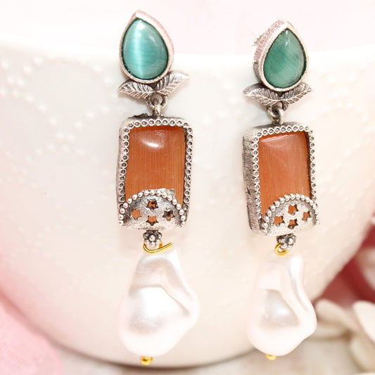 MONALISA STONE DANGLER - ORANGE & GREEN