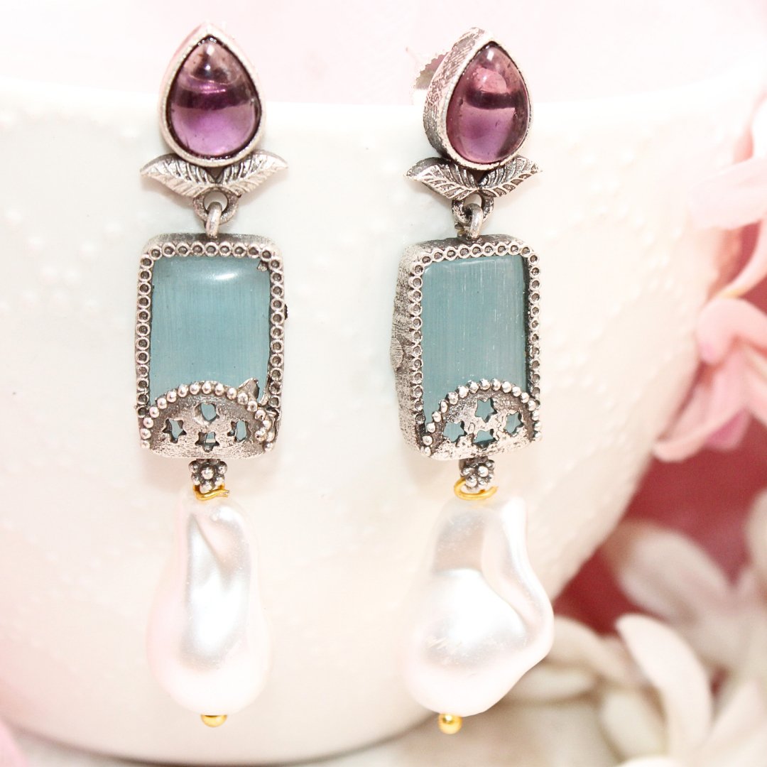 MONALISA STONE DANGLER - SKY BLUE & PURPLE