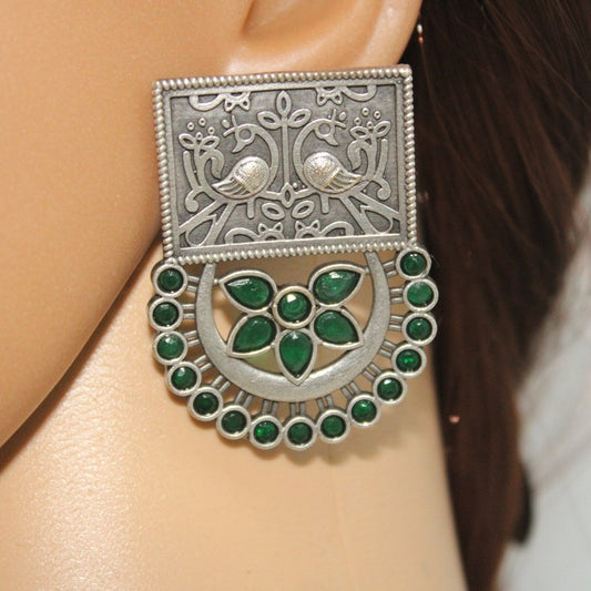 MOR JODA BIG STUD EARRING - GREEN