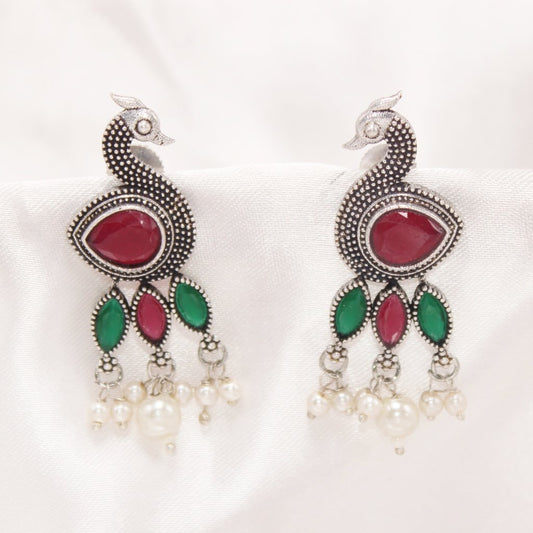 MORNI STUD EARRING - RED & GREEN