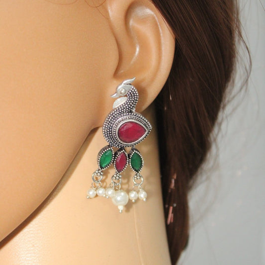 MORNI STUD EARRING - RED & GREEN