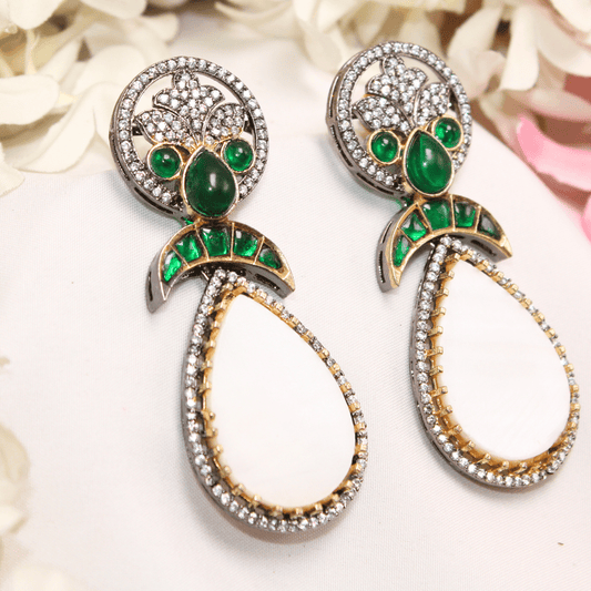 MOTHER OF PEARL EARRING - GREEN