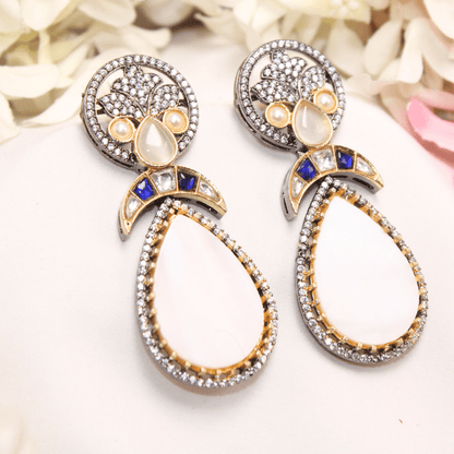 MOTHER OF PEARL EARRING - YELLOW & BLUE
