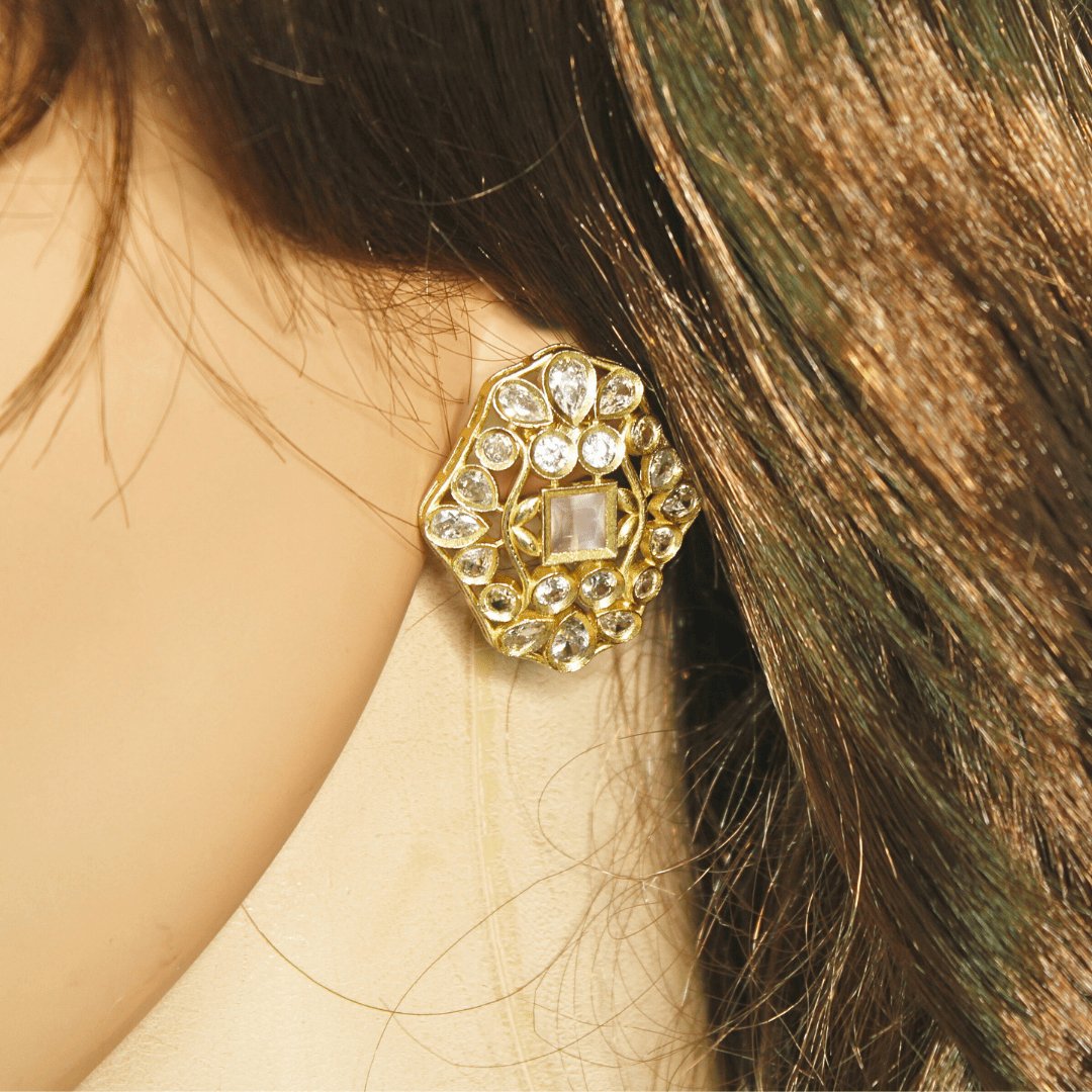 Mughal-Inspired Floral Jadau Pendant Set – Baby Pink & Moissanite Detaili