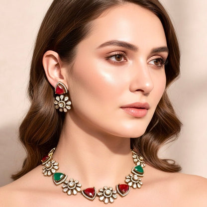 Multi-Color Floral Antique Necklace Set