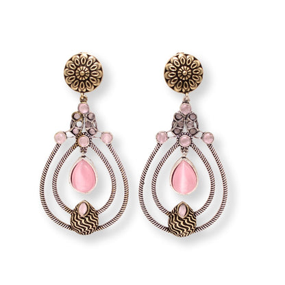 MULTI LAYER RING DUAL TONE DANGLER-PINK