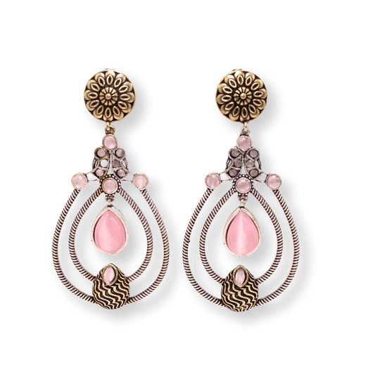 MULTI LAYER RING DUAL TONE DANGLER-PINK