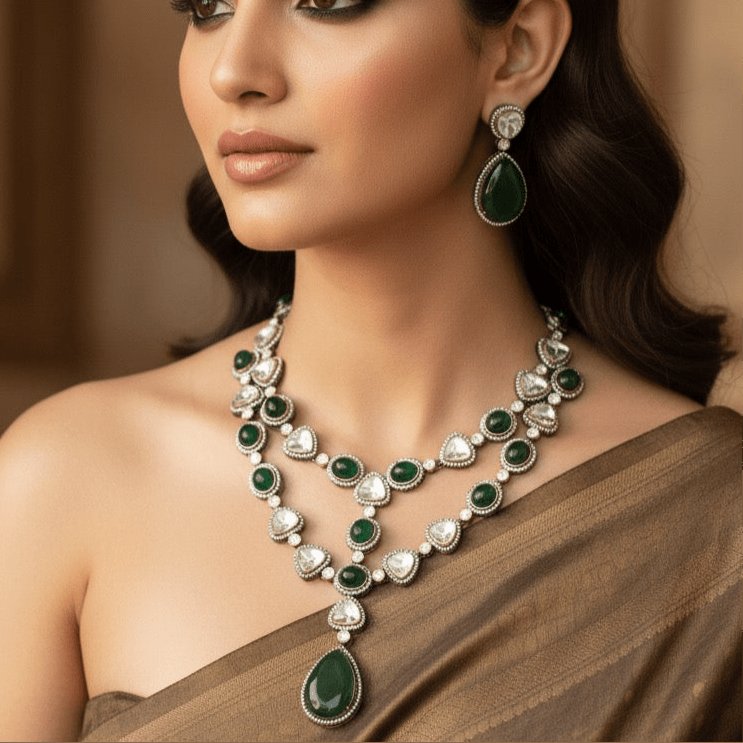 MULTIPLE POLKI DO LADI MULTI STONE NECKLACE SET