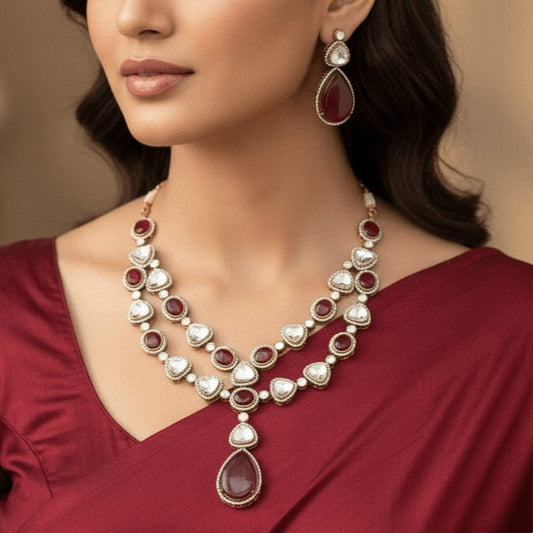 MULTIPLE POLKI DO LADI MULTI STONE NECKLACE SET