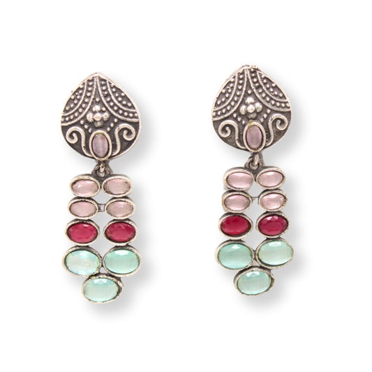 MULTIPLE STONES DANGLER- MINT MAUVE MAROON