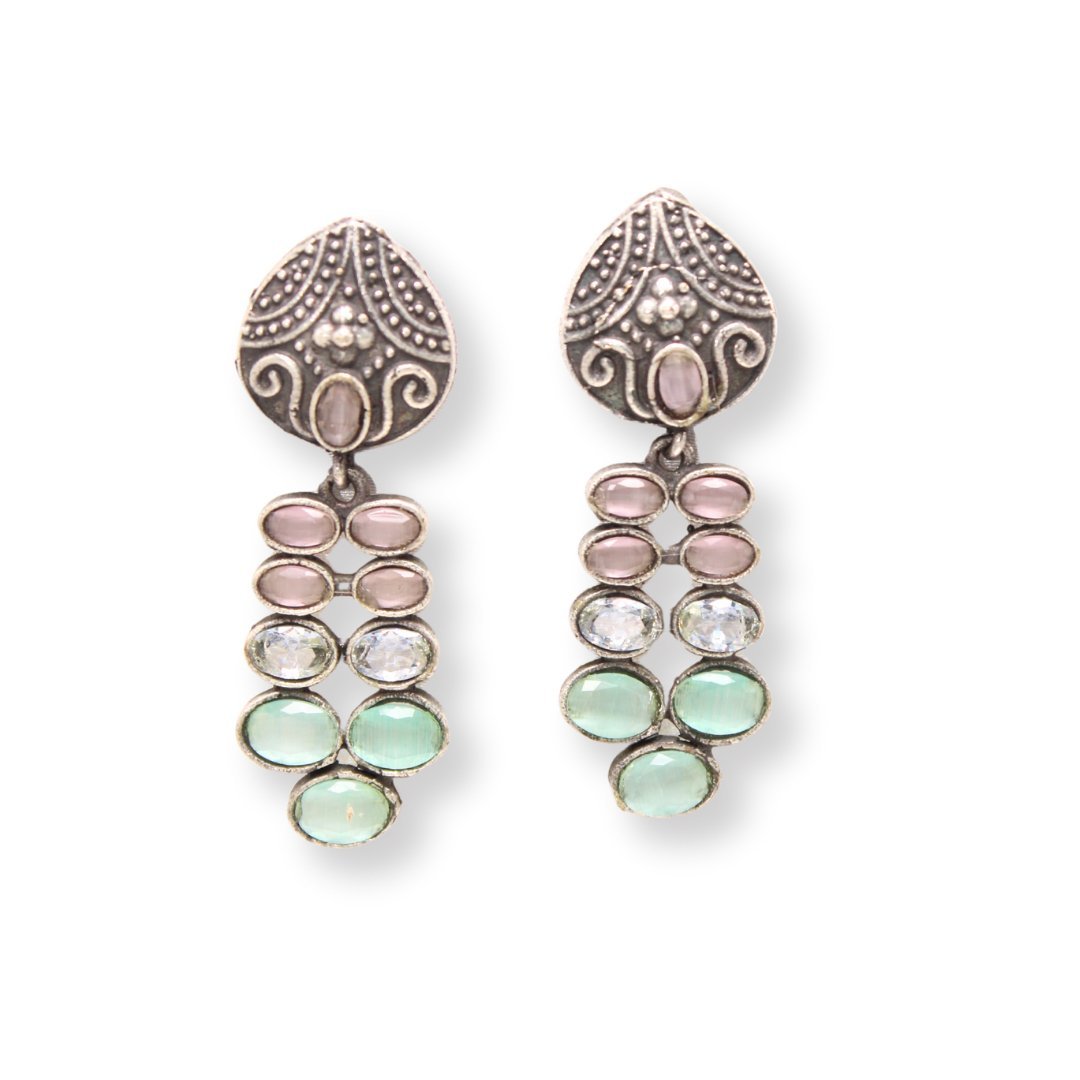MULTIPLE STONES DANGLER- MINT & PINK