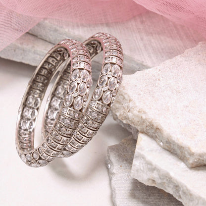 NAGINA BANGLES-SILVER FINISH-SET OF 2