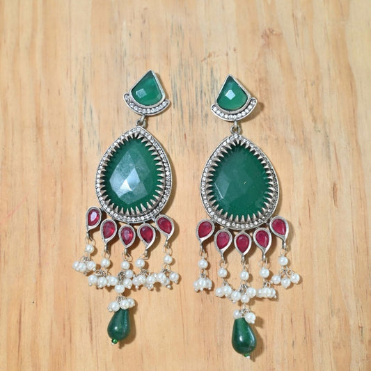 Nagina chandbali jhumka green and maroon