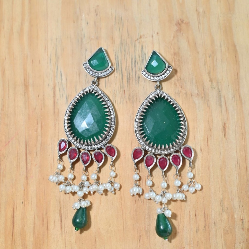 Nagina chandbali jhumka green and maroon
