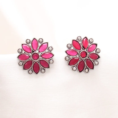 NAGINA FLOWER STUD -RED