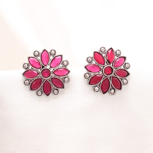 NAGINA FLOWER STUD - RED