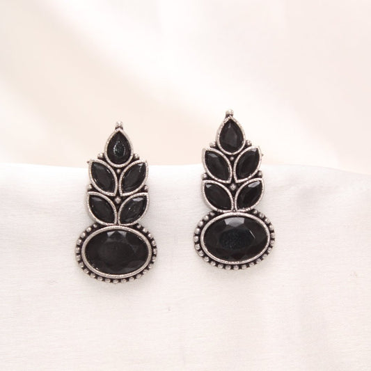 NAGINA LEAF STUD-BLACK