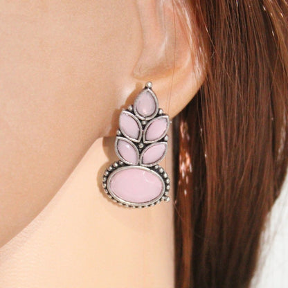 NAGINA LEAF STUD-PINK