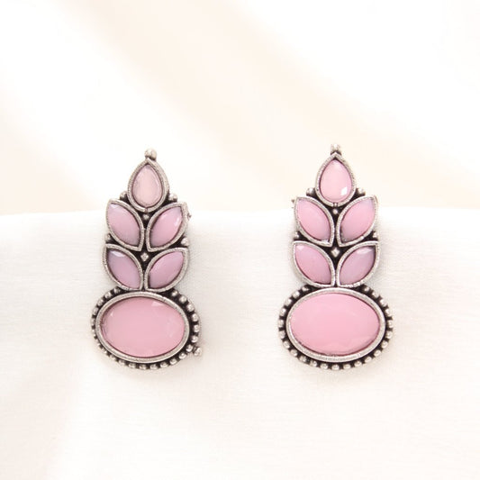 NAGINA LEAF STUD-PINK