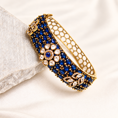 Royal Blue Kundan Mosaic Kada — Retouched product hero view from original photographs