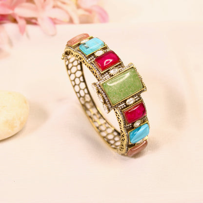 Pastel Multicolour Rectangle Stone Openable Kada – product detail view