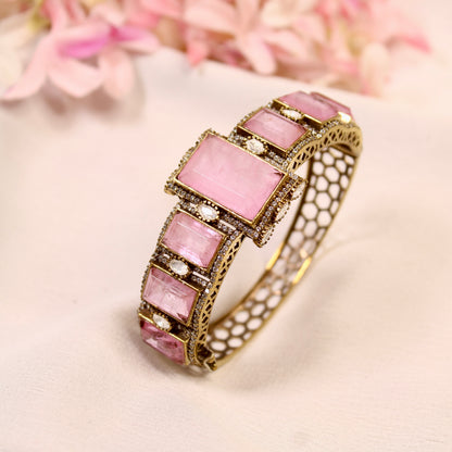 Blush Pink Rectangle Stone Openable Kada – product detail view