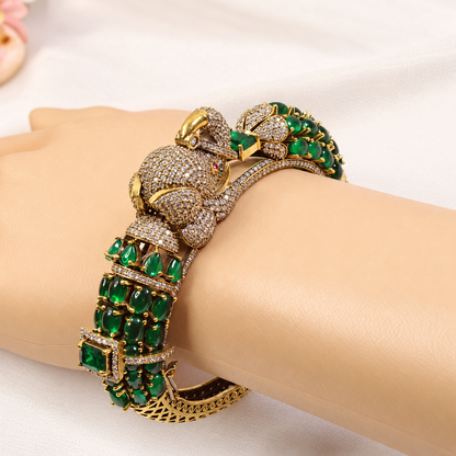Elephant Motif Stone-Studded Openable Kada - Green — retouched original photograph IMG_7803