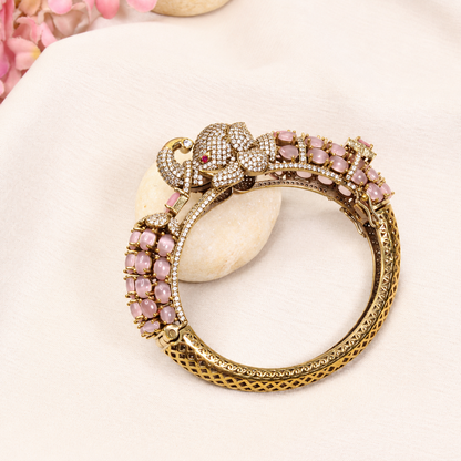 Elephant Motif Stone-Studded Openable Kada - Pink — retouched original photograph IMG_7812
