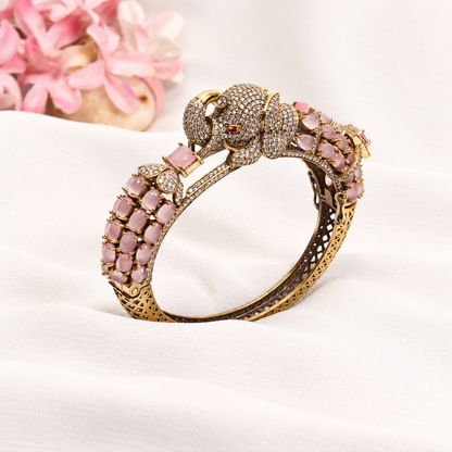 Elephant Motif Stone-Studded Openable Kada - Pink — retouched original photograph IMG_7819