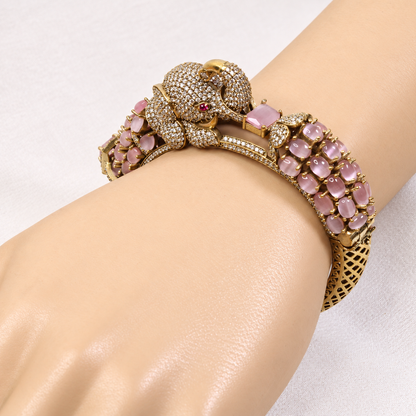 Elephant Motif Stone-Studded Openable Kada - Pink — retouched original photograph IMG_7822