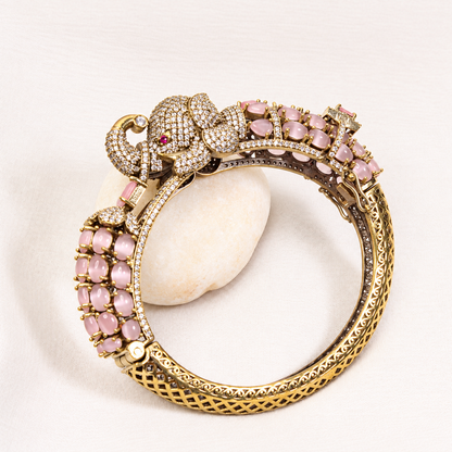 Elephant Motif Stone-Studded Openable Kada - Pink — retouched original photograph IMG_7830