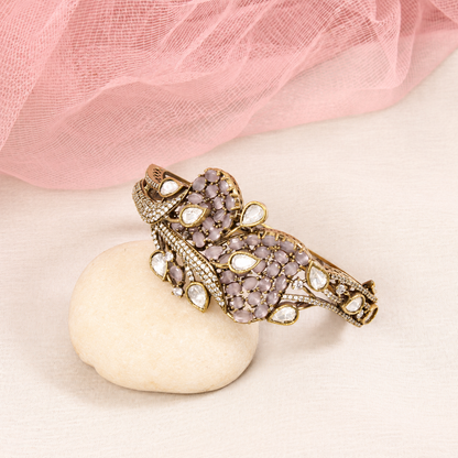 Leaf Motif Stone and Clear Teardrop Kada - Pink — retouched original photograph IMG_7851