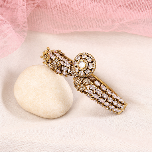 Round Medallion Floral Stone Kada - Clear — retouched original photograph IMG_7858