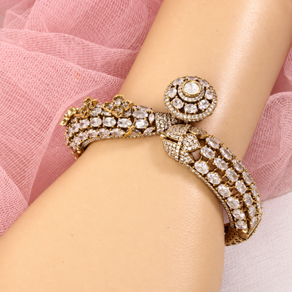 Round Medallion Floral Stone Kada - Clear — retouched original photograph IMG_7879