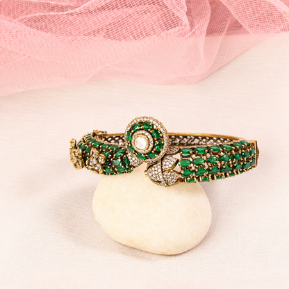 Round Medallion Floral Stone Kada - Green — retouched original photograph IMG_7861