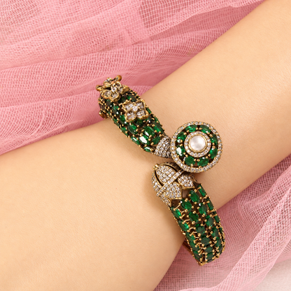Round Medallion Floral Stone Kada - Green — retouched original photograph IMG_7873