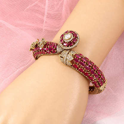 Round Medallion Floral Stone Kada - Ruby — retouched original photograph IMG_7869