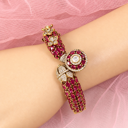 Round Medallion Floral Stone Kada - Ruby — retouched original photograph IMG_7870