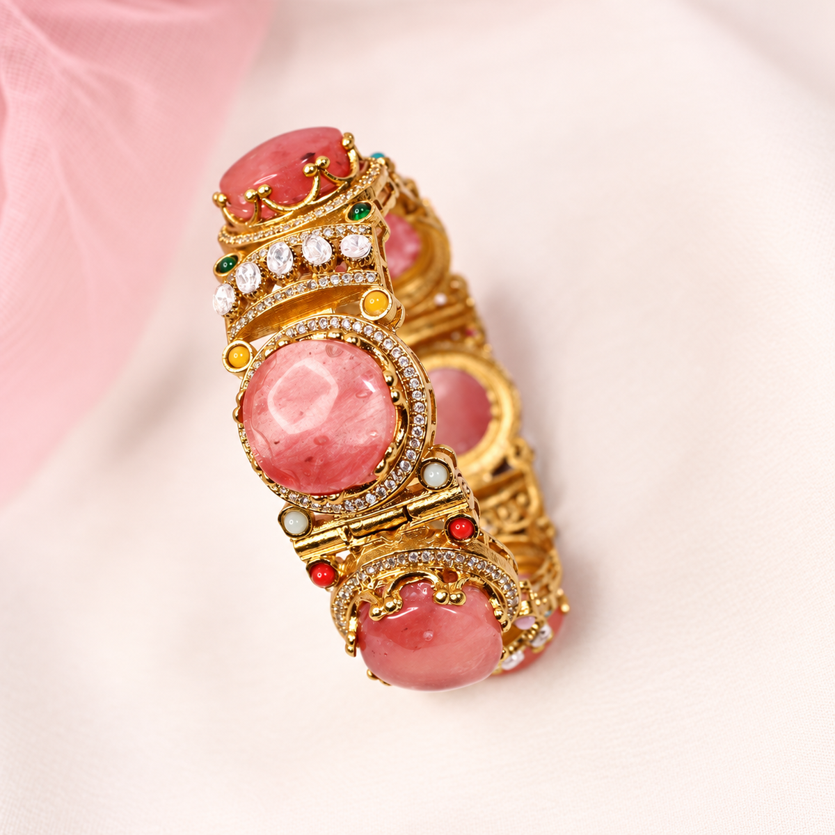 Round Pastel Stone Statement Kada - Pink — retouched original photograph IMG_7966
