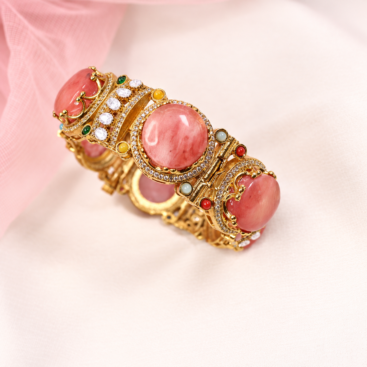 Round Pastel Stone Statement Kada - Pink — retouched original photograph IMG_7967