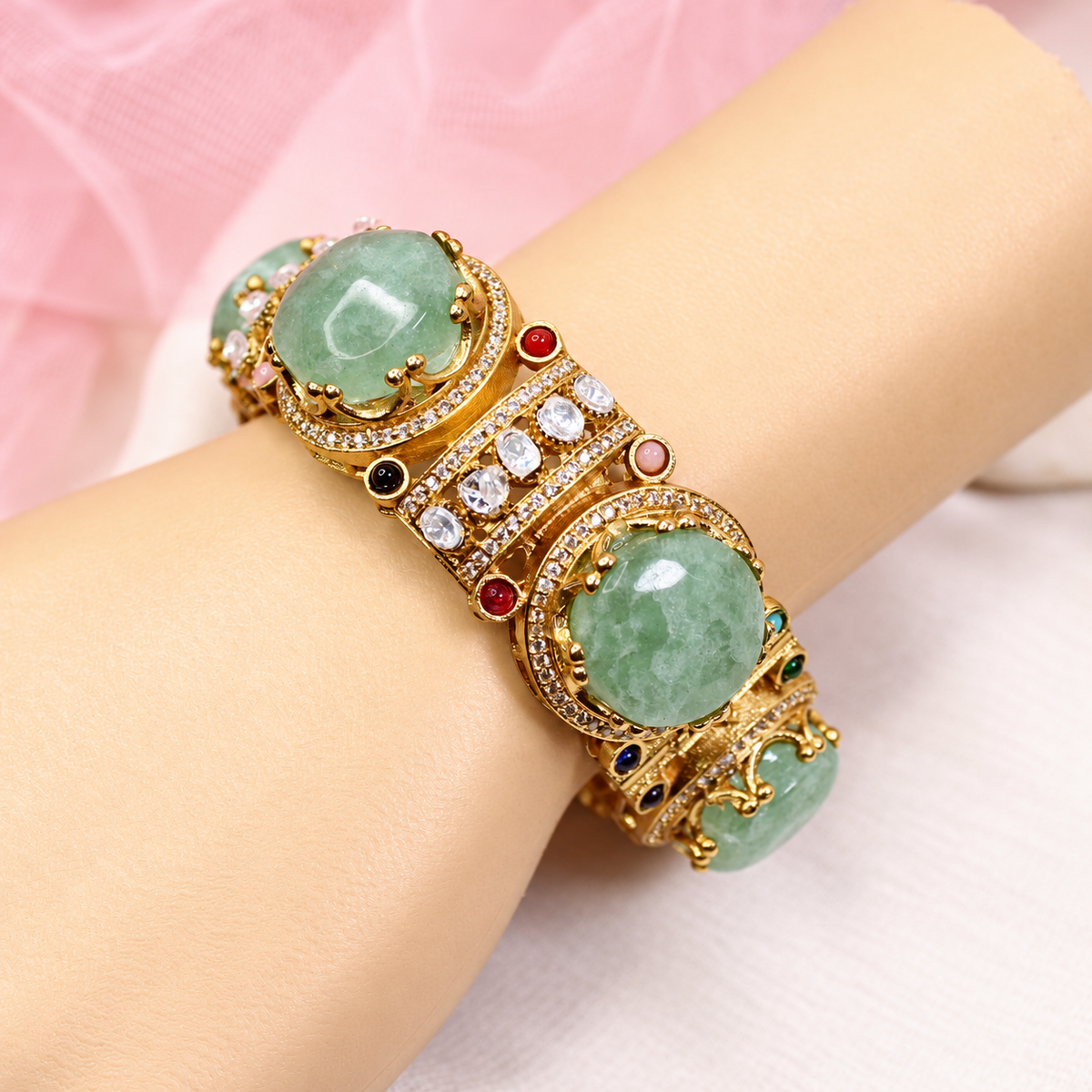 Round Pastel Stone Statement Kada - Mint — retouched original photograph IMG_7974