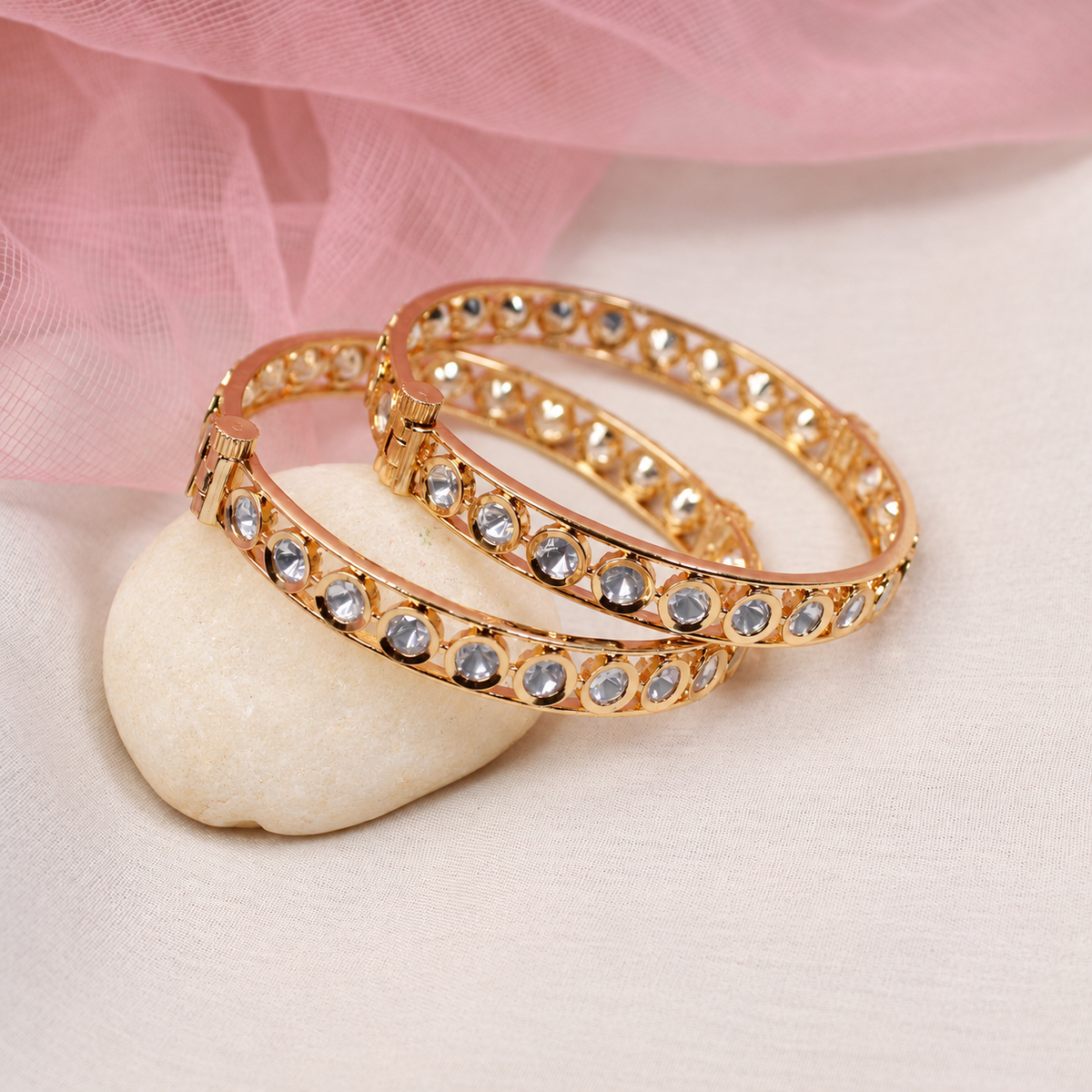 Clear Round Stone Bangles Set of Two - Clear - retouched original photograph IMG_7982