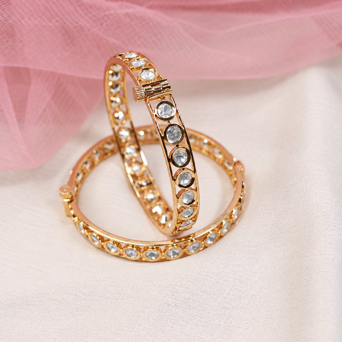 Clear Round Stone Bangles Set of Two - Clear - retouched original photograph IMG_7983