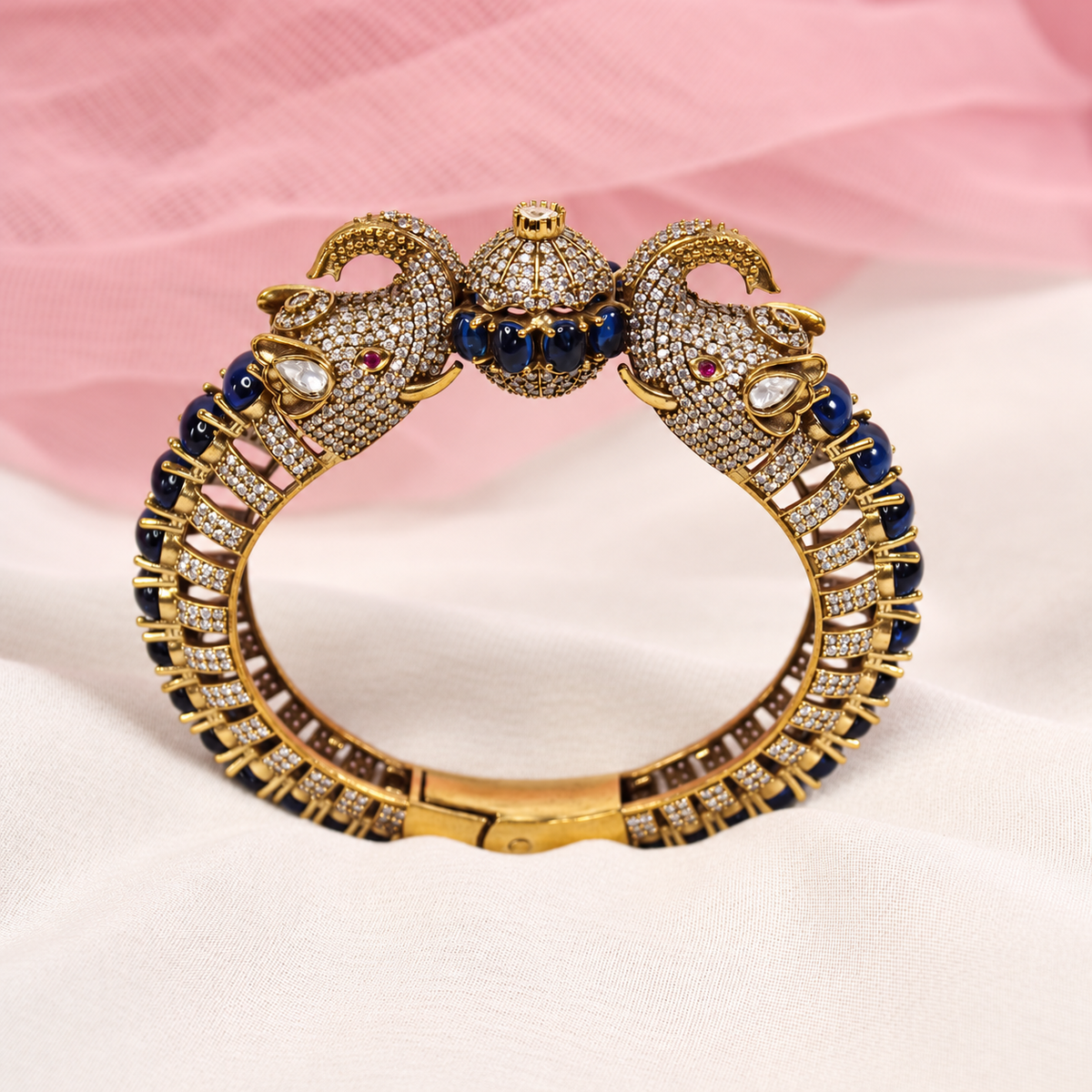 Twin Elephant Stone Openable Kada - Blue - retouched original photograph IMG_7998