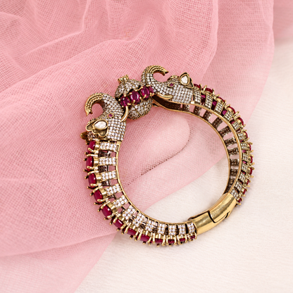 Twin Elephant Stone Openable Kada - Ruby - retouched original photograph IMG_8009