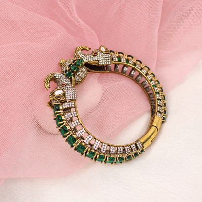 Twin Elephant Stone Openable Kada - Green - retouched original photograph IMG_8024