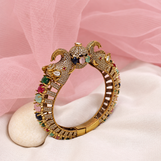 Twin Elephant Stone Openable Kada - Multicolour - retouched original photograph IMG_8032