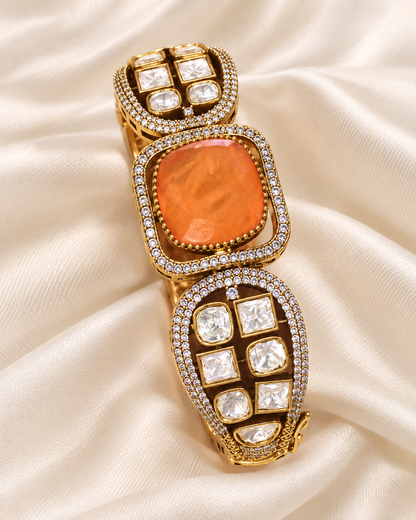 Cushion Centre Stone and Clear Panel Kada - Orange — AI-styled closeup view