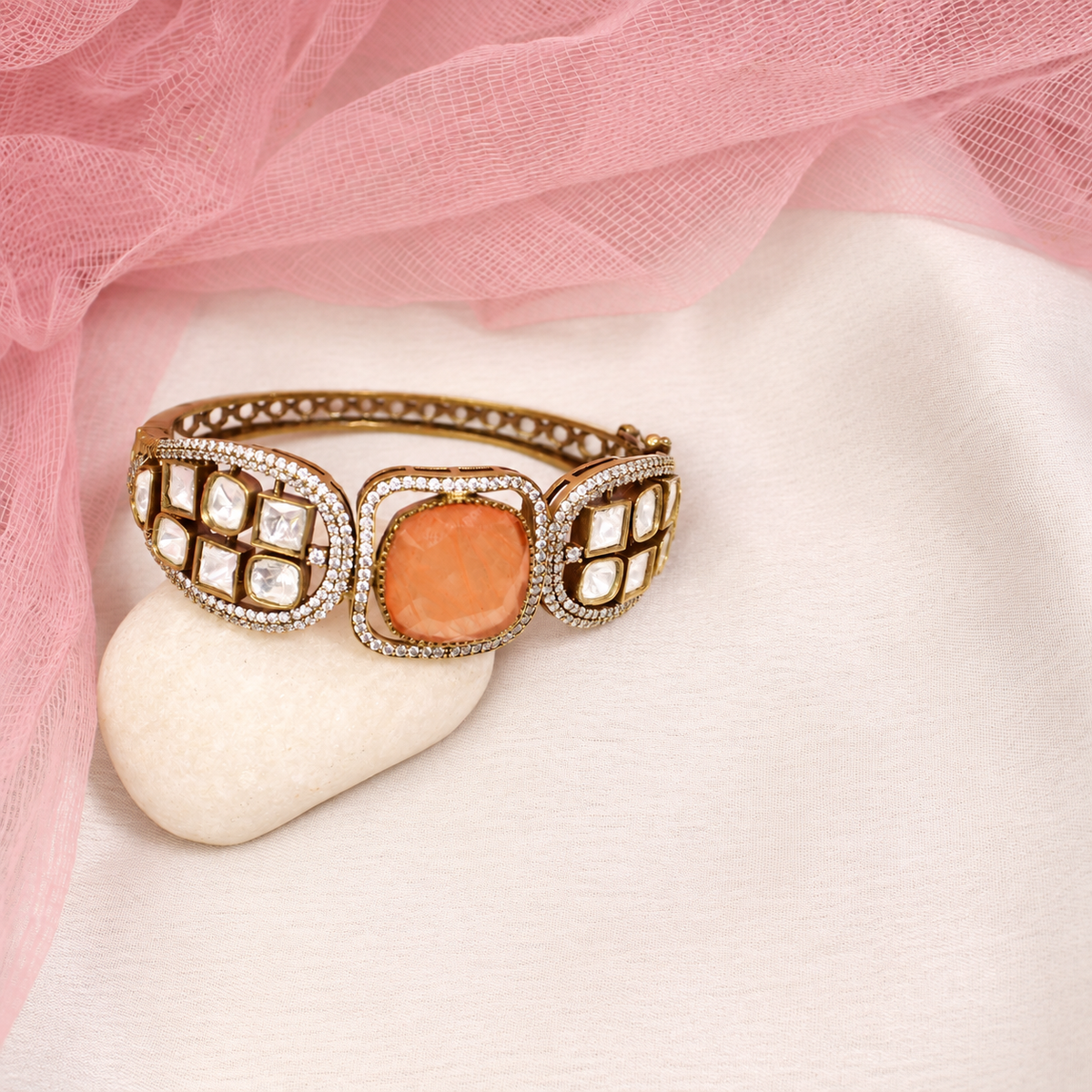 Cushion Centre Stone and Clear Panel Kada - Orange — retouched original photograph IMG_8084